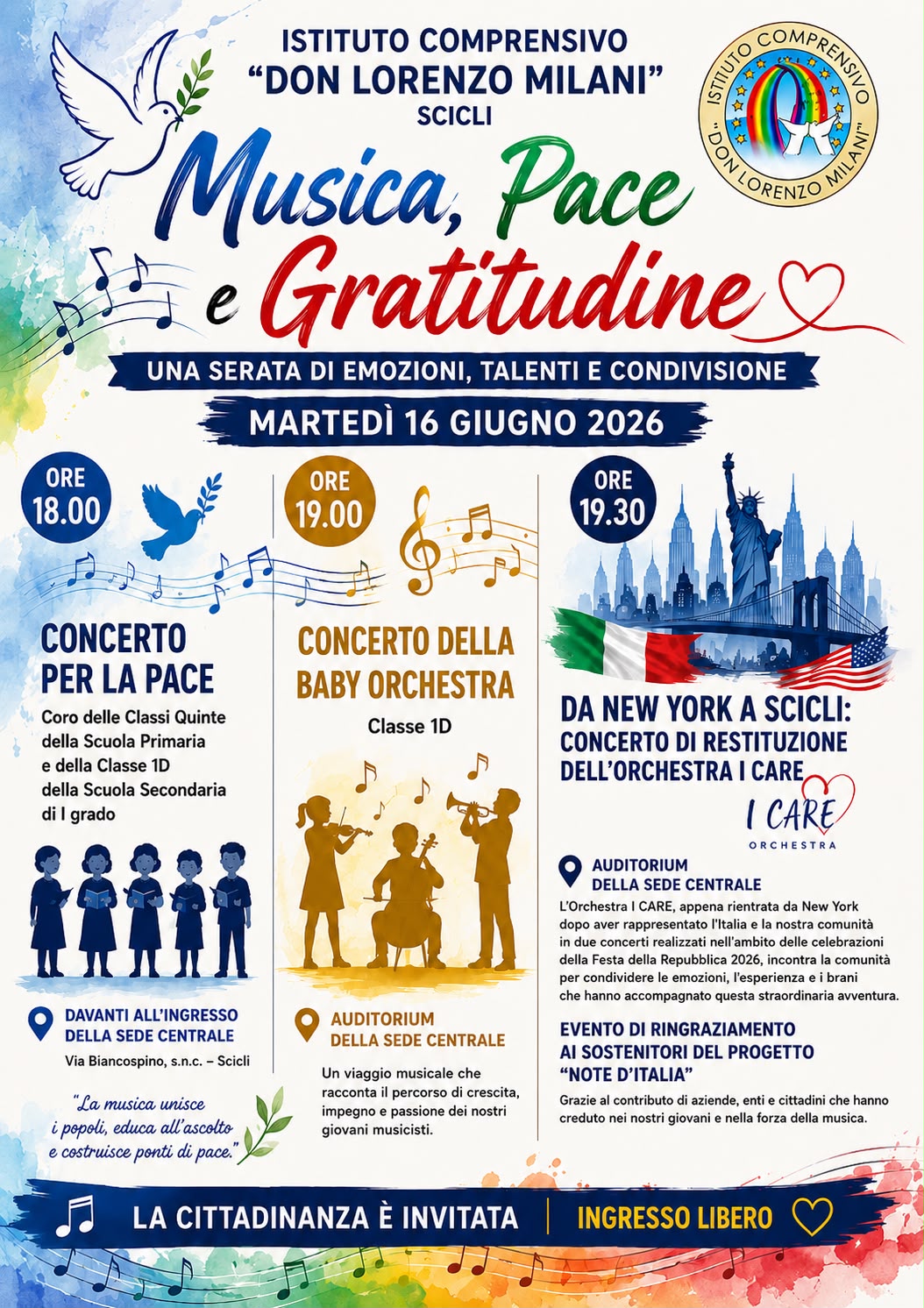 Concerti di fine anno “Musica, Pace e Gratitudine” – 16 giugno 2026